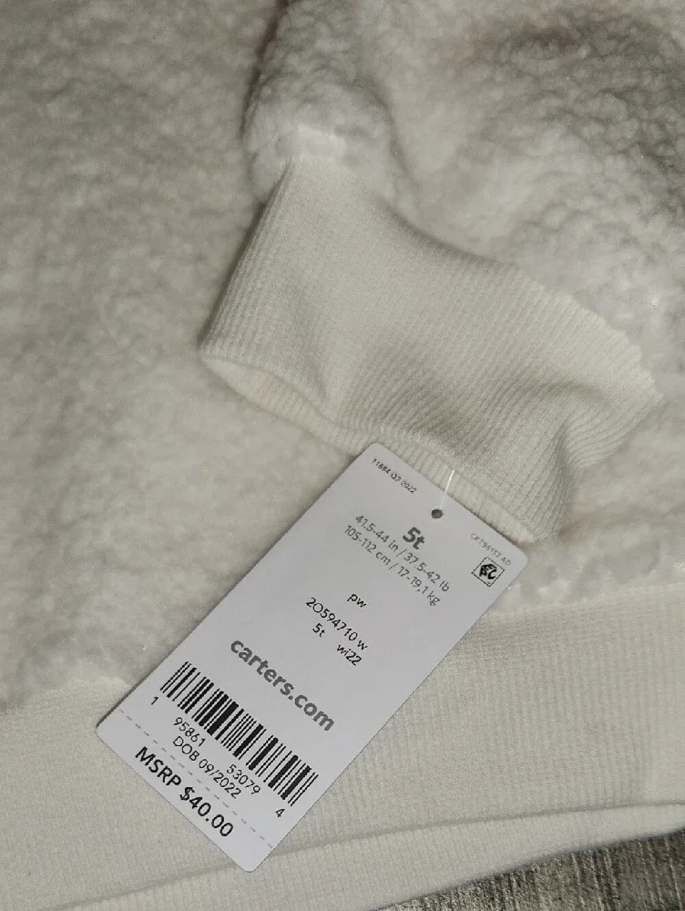 Carter's Cream Sherpa Hoodie with Bear Ears